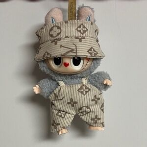 Labubu Designer Overalls Bucket Hat 2 Piece Outfit The Monsters Have A Seat